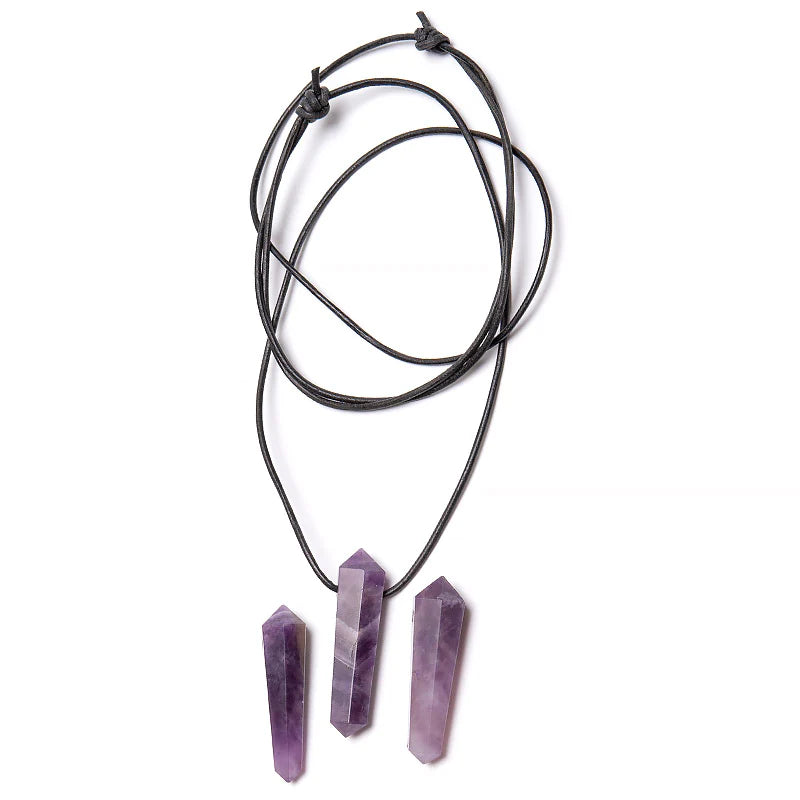 Ametist, spets hänge med rem